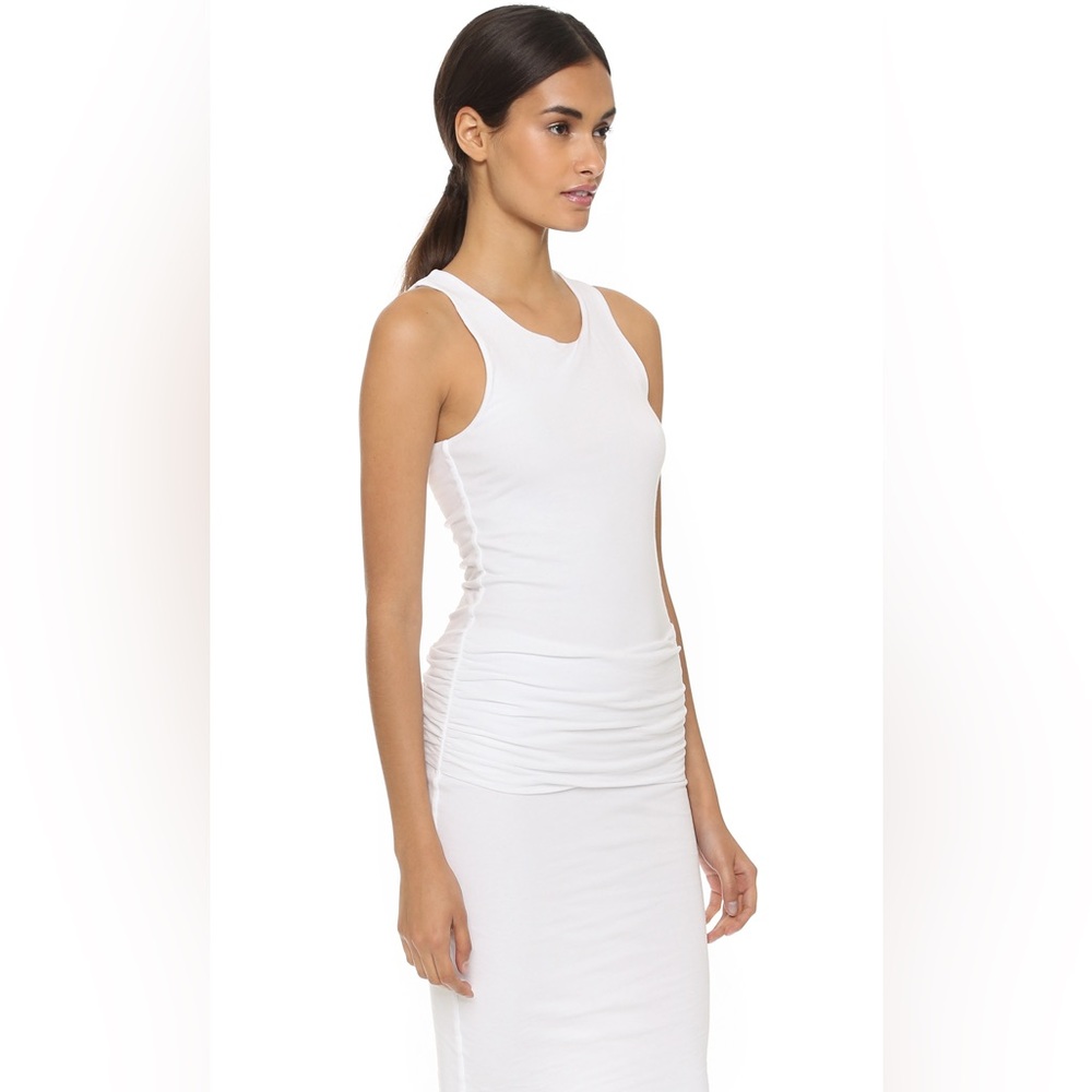 James Perse high neck ruched midi dress white
